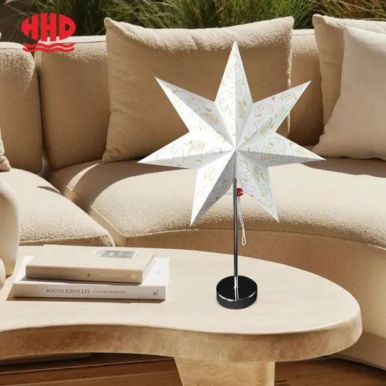 Christmas Printing Embroidery Metal Base Paper Star Table Lamp Lantern 