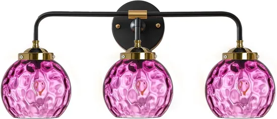 Pink Vanity Lamp Modern Wall Mount Light Hammer Glass Shade Vanity Wall Sconce Over Mirror Hallway (3